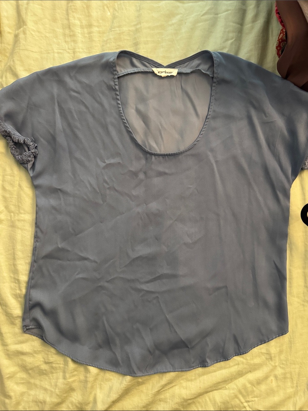 Heartloom Dusty Blue Scoop Neck Short Sleeve Blouse